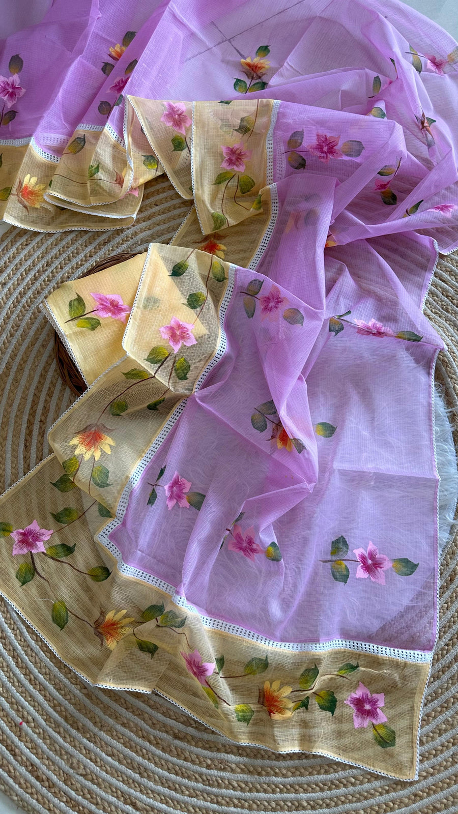 Premium hand-painted Kota Doria sarees