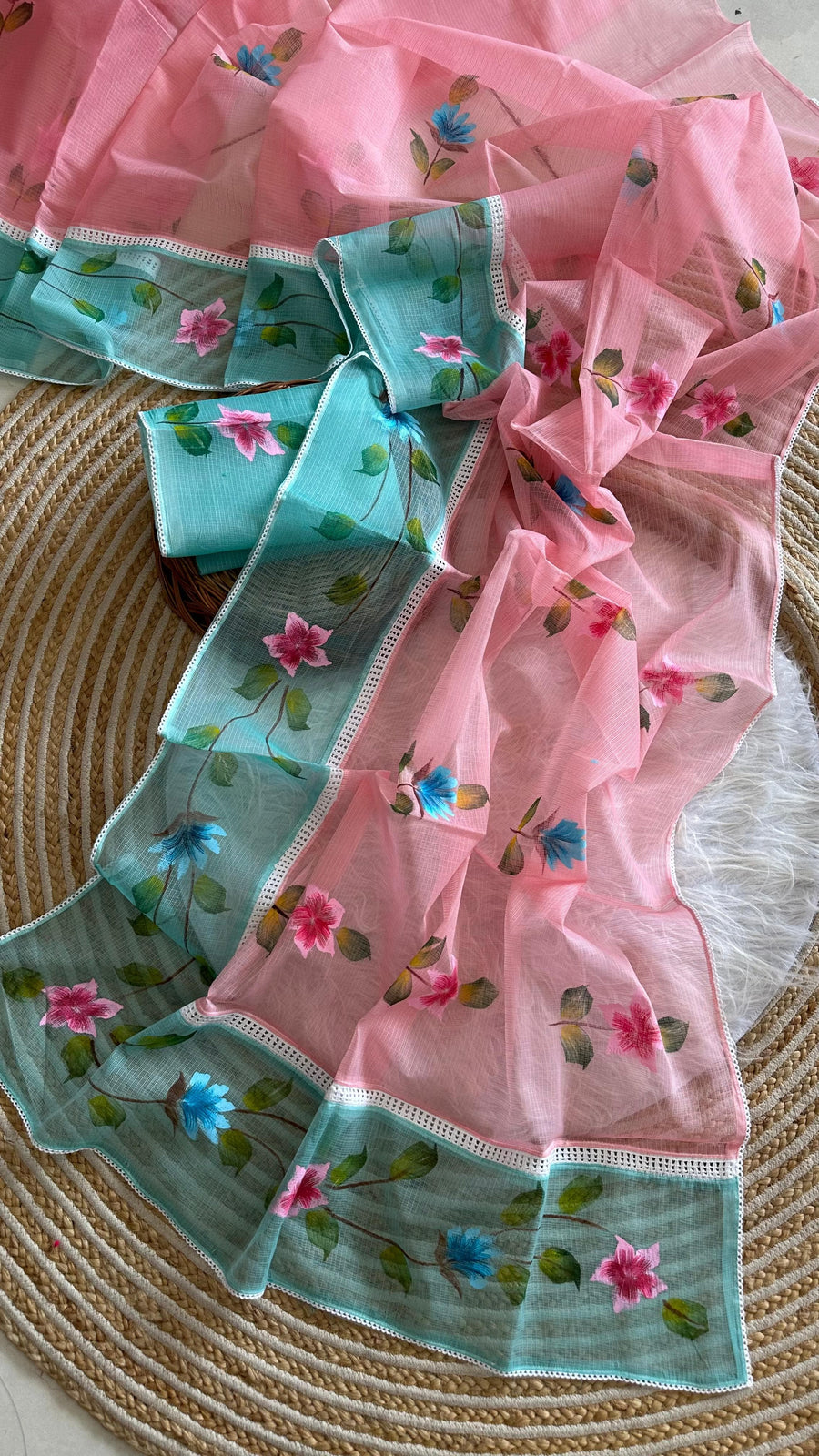 Premium hand-painted Kota Doria sarees