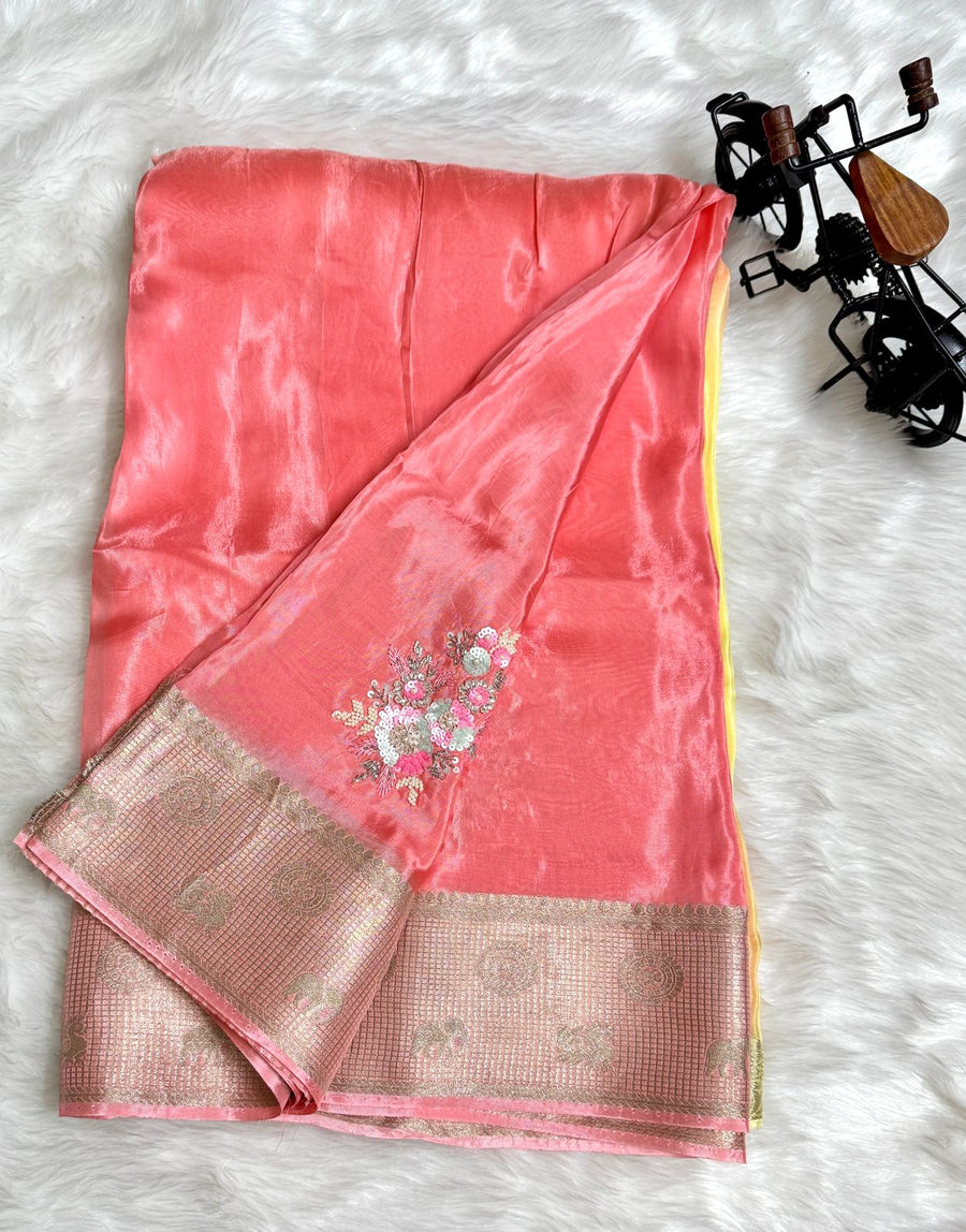 Elegant satin crepe sarees