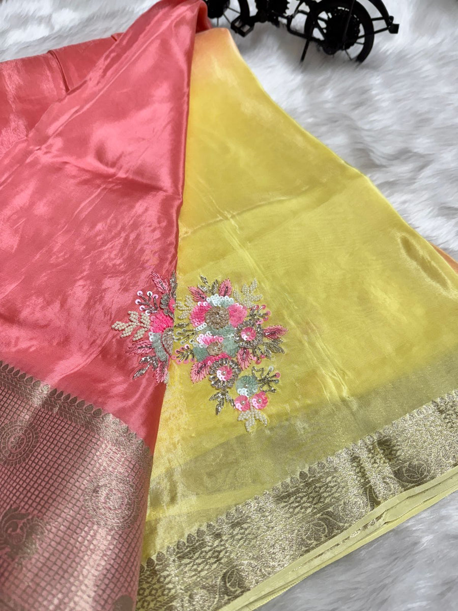 Elegant satin crepe sarees