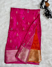Beautiful contrast work Saree