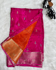 Beautiful contrast work Saree