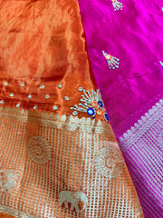 Beautiful contrast work Saree