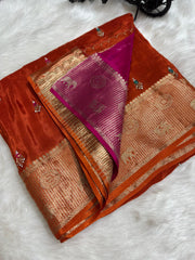 Beautiful contrast work Saree
