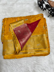 Beautiful contrast work Saree