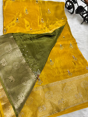 Beautiful contrast work Saree