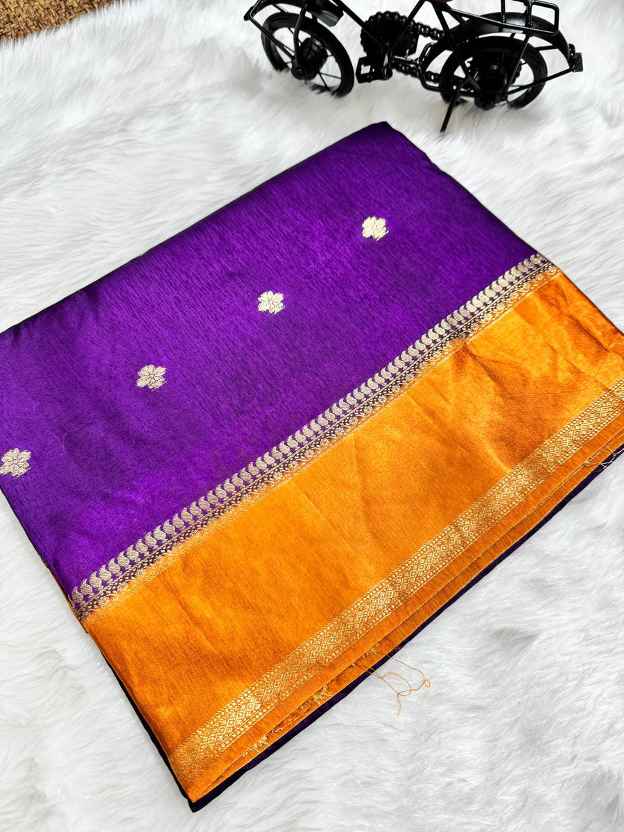 Beautiful saree featuring striking contrast blouse