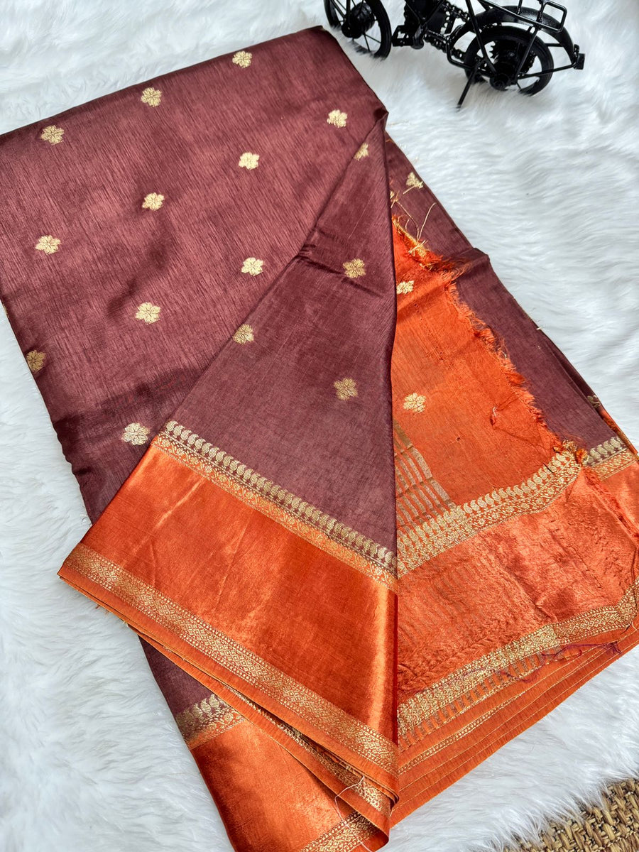 Beautiful saree featuring striking contrast blouse