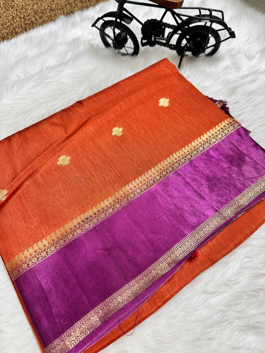 Beautiful saree featuring striking contrast blouse