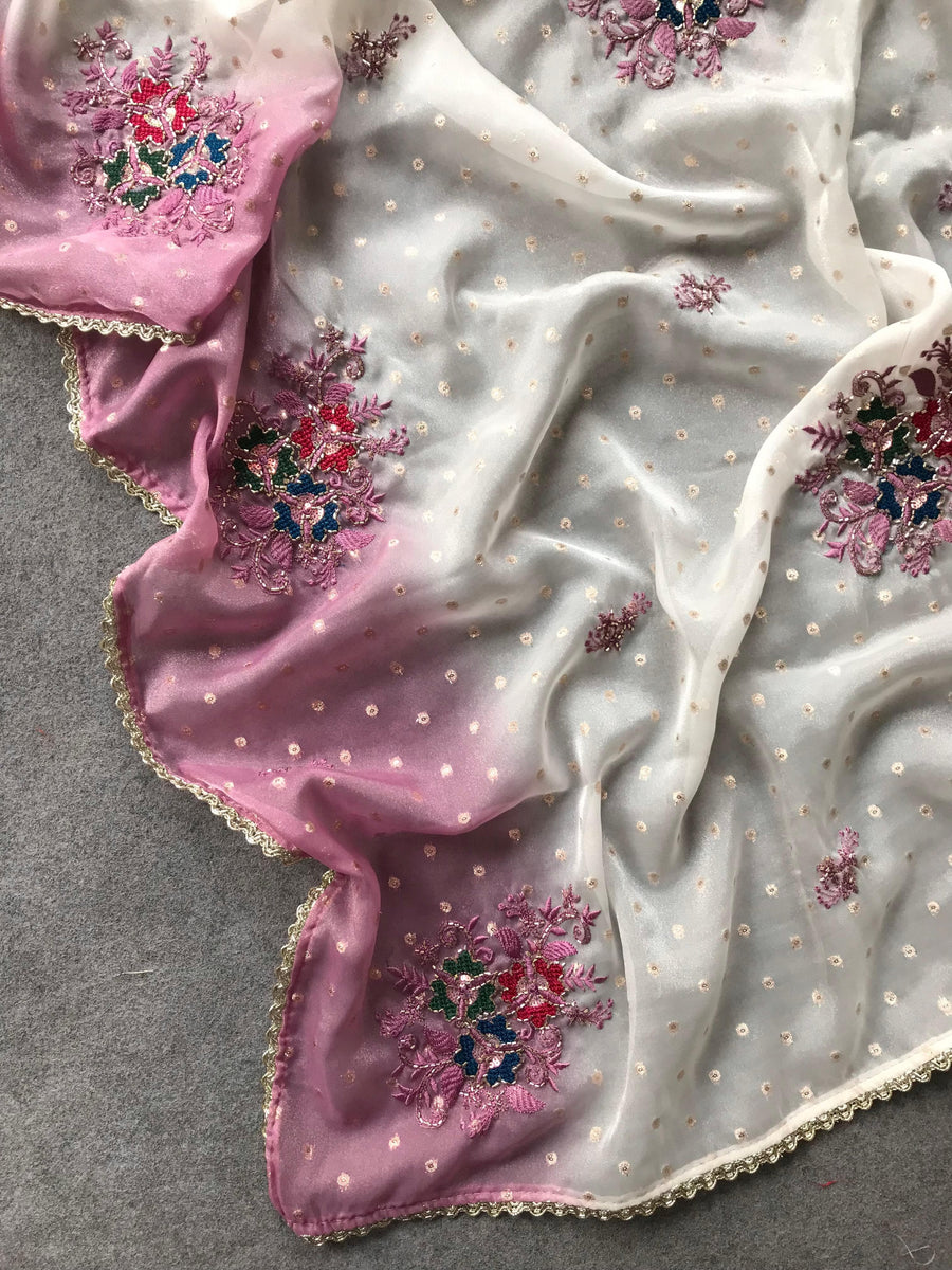 Premium glass organza silk saree