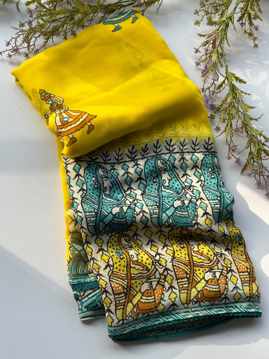 Premium Georgette Kalamkari Saree