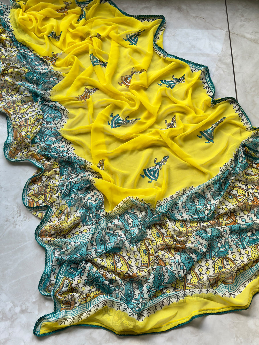 Premium Georgette Kalamkari Saree