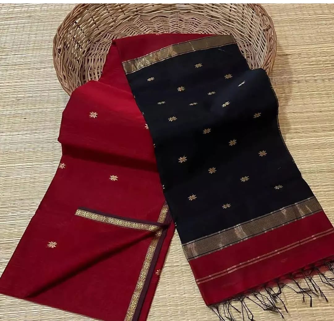 Elegant star ⭐ design Maheswari handloom cotton saree