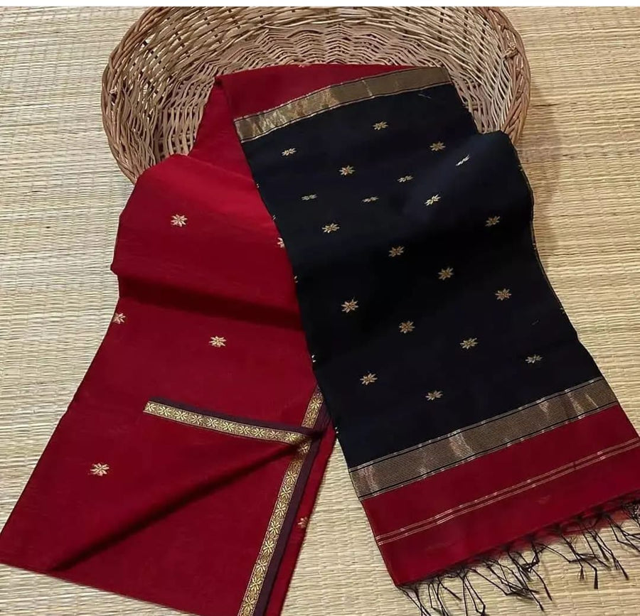 Elegant star ⭐ design Maheswari handloom cotton saree