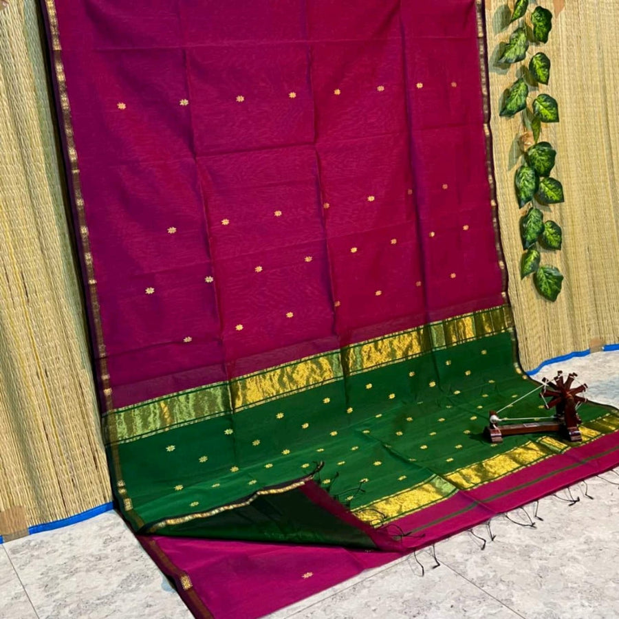 Elegant star ⭐ design Maheswari handloom cotton saree