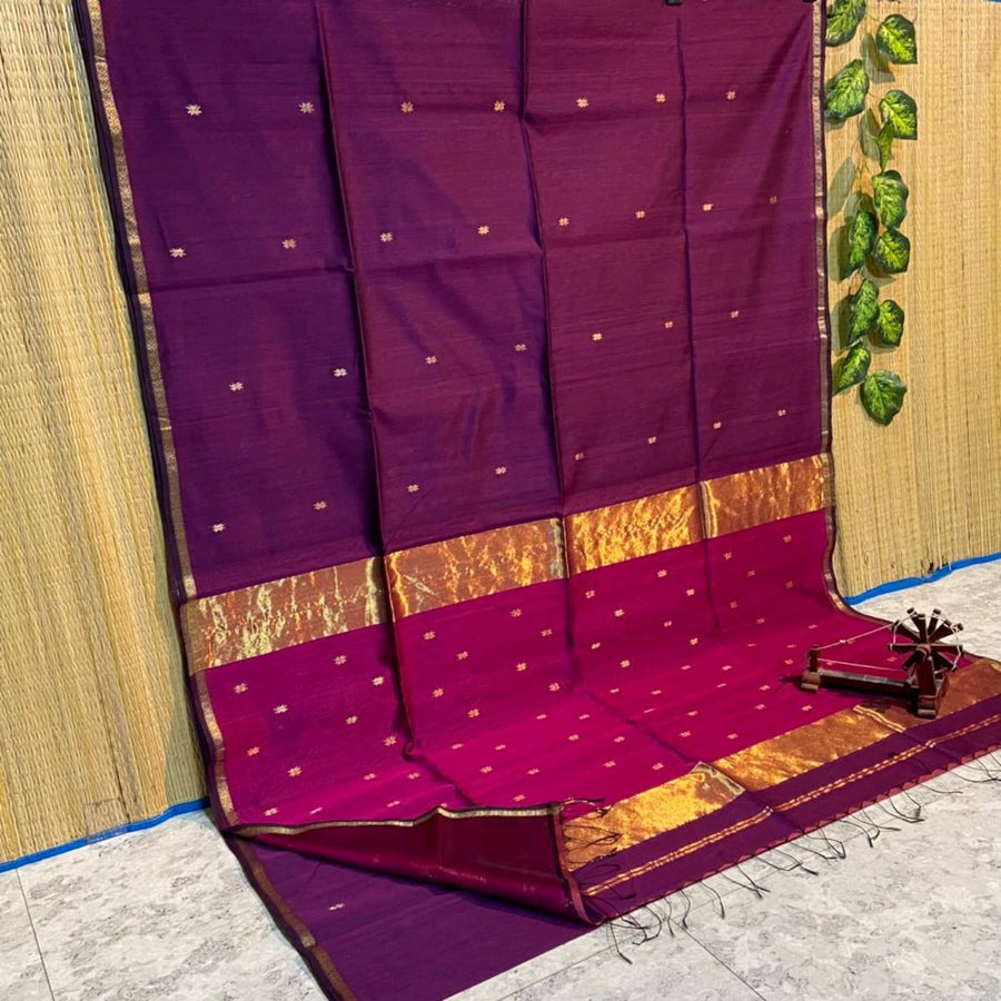 Elegant star ⭐ design Maheswari handloom cotton saree