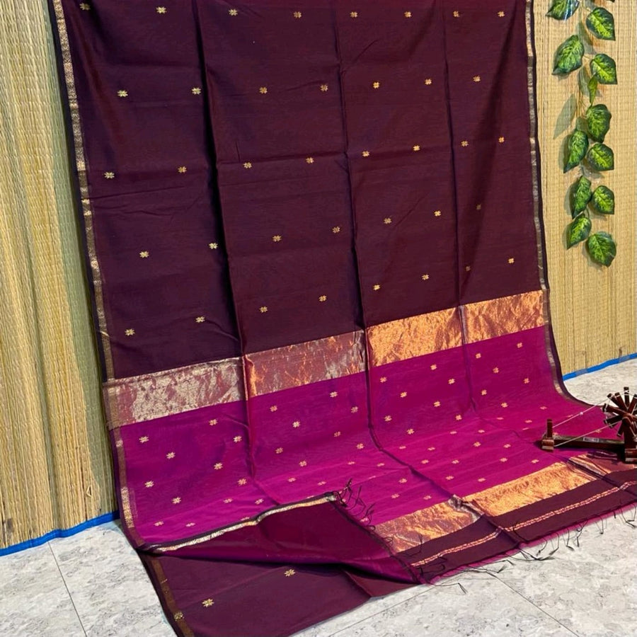 Elegant star ⭐ design Maheswari handloom cotton saree
