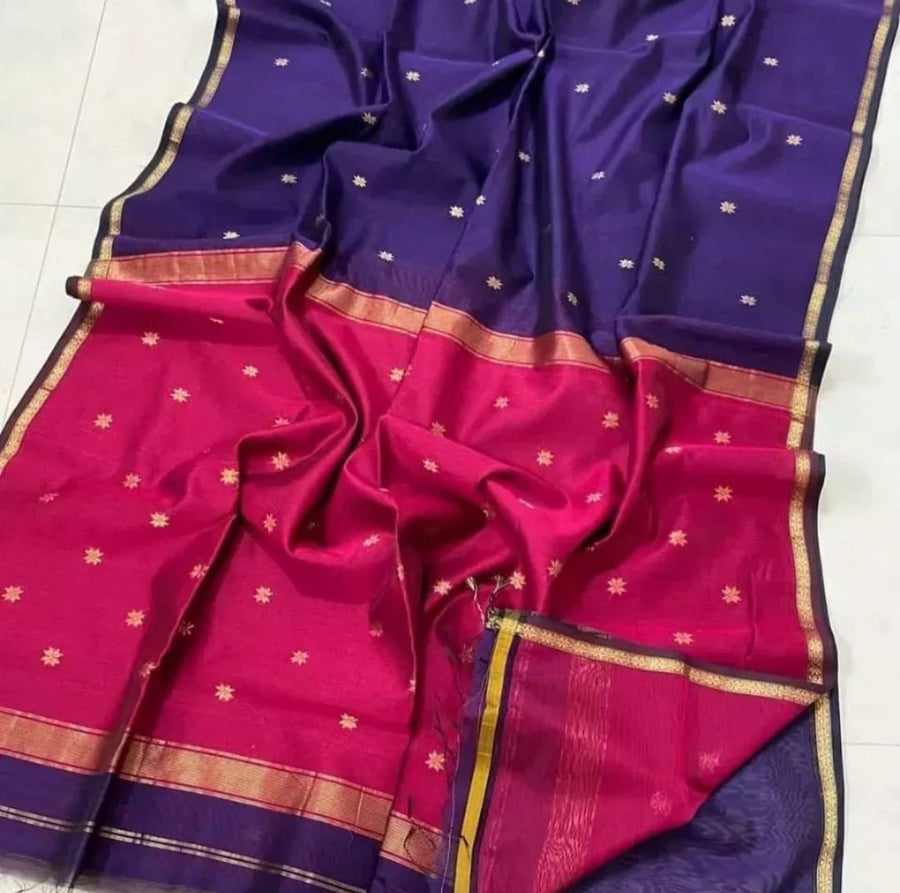 Elegant star ⭐ design Maheswari handloom cotton saree