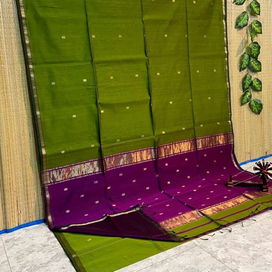 Elegant star ⭐ design Maheswari handloom cotton saree