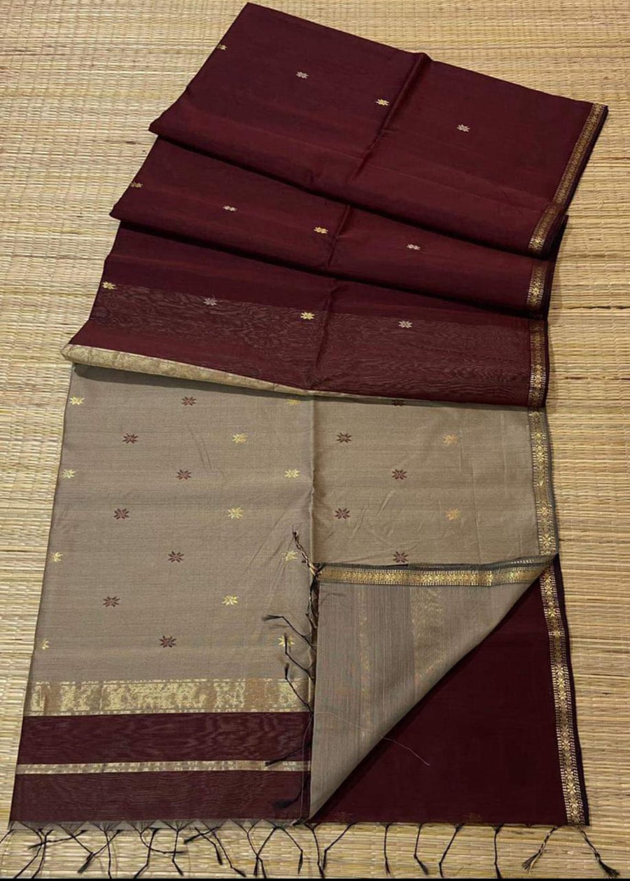 Elegant star ⭐ design Maheswari handloom cotton saree