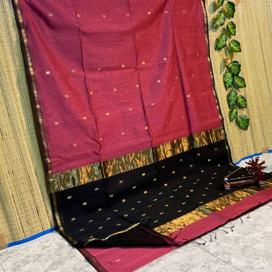 Elegant star ⭐ design Maheswari handloom cotton saree