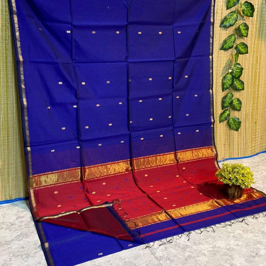 Elegant star ⭐ design Maheswari handloom cotton saree