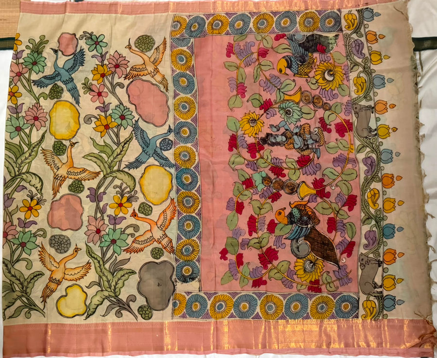 Pen Kalamkari Bangalore silk saree