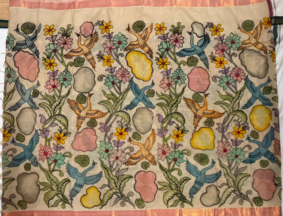 Pen Kalamkari Bangalore silk saree