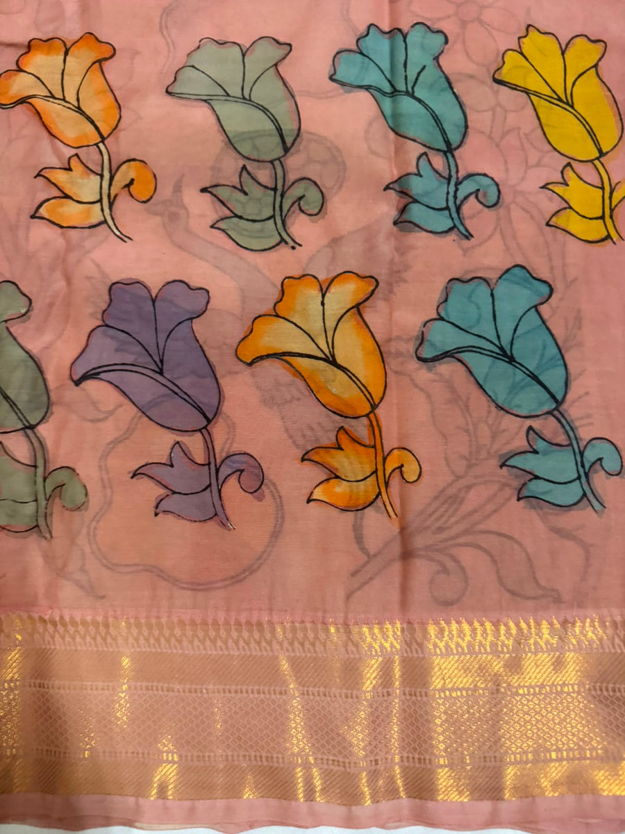 Pen Kalamkari Bangalore silk saree