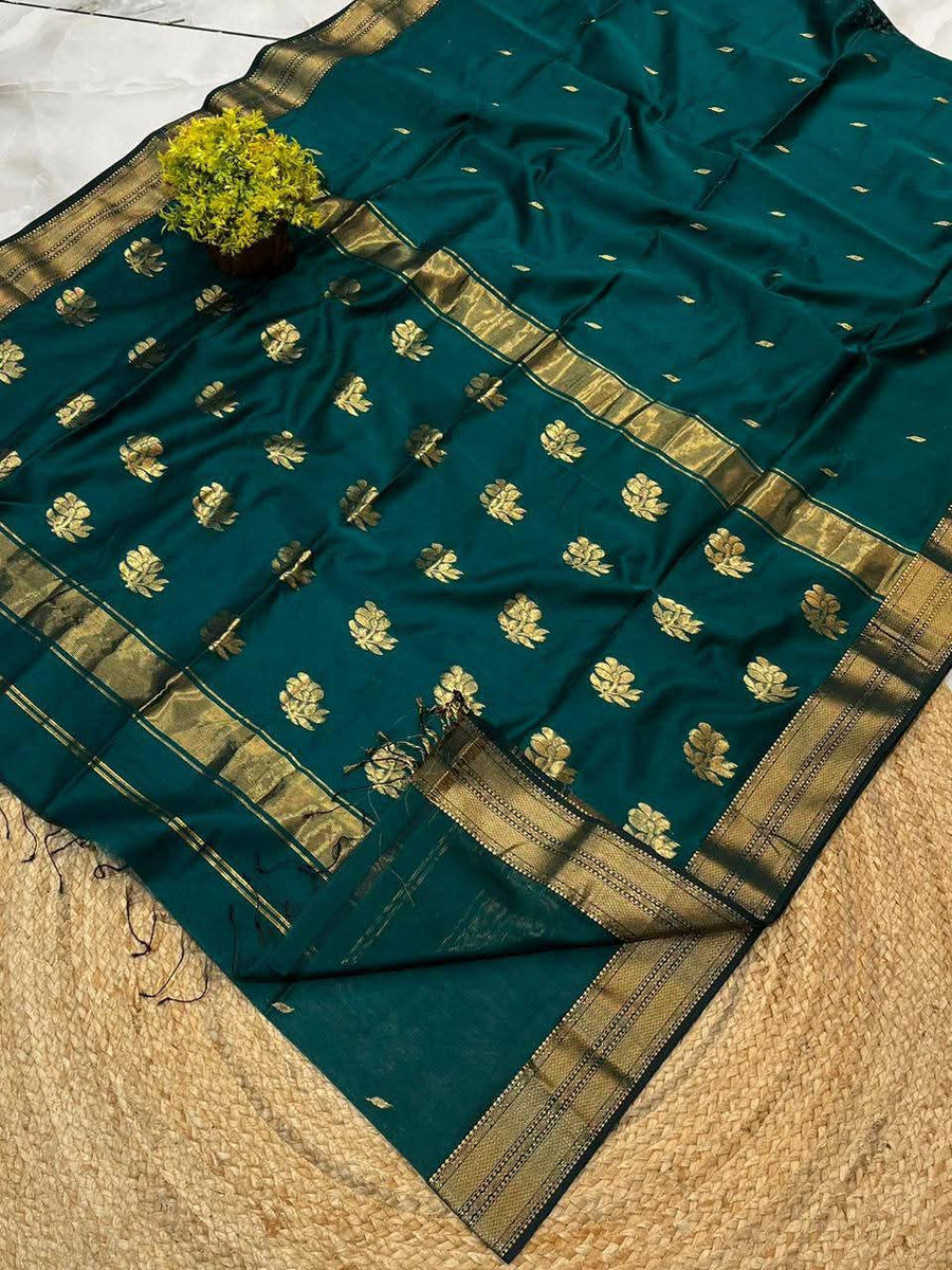 Handloom Ball Buti semi Maheshwari Saree