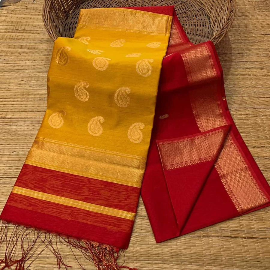 Handloom Ball Buti semi Maheshwari Saree