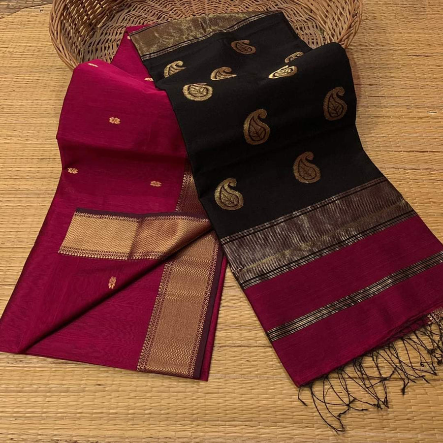 Handloom Ball Buti semi Maheshwari Saree