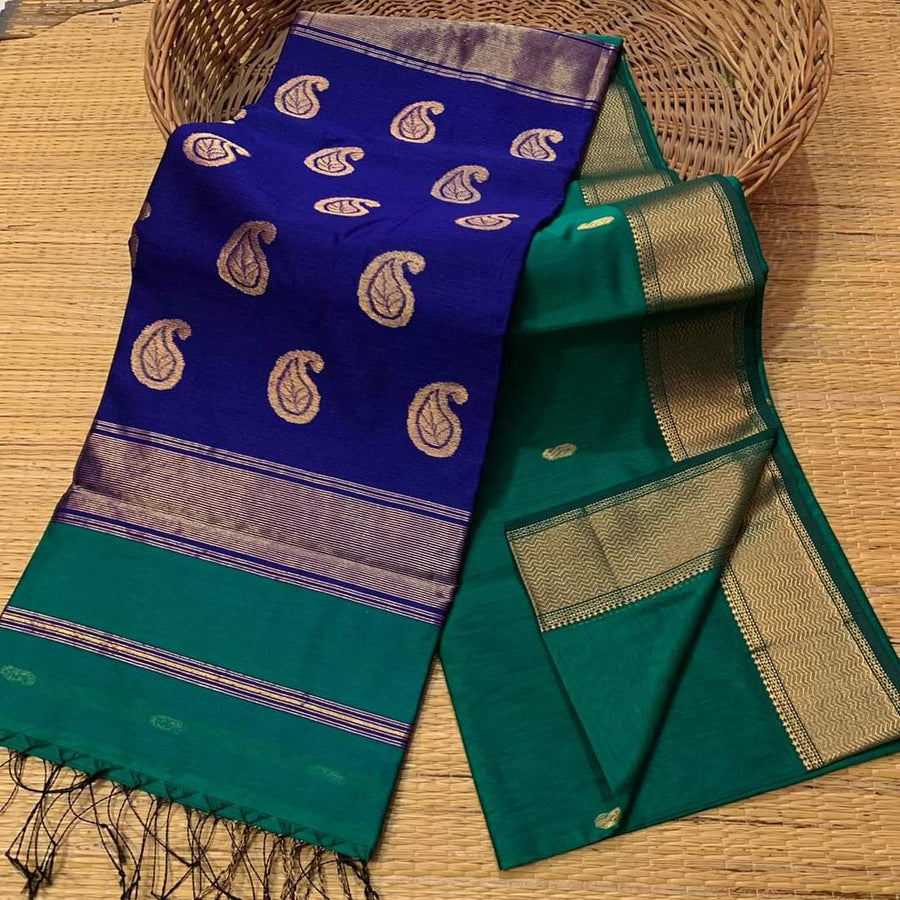 Handloom Ball Buti semi Maheshwari Saree