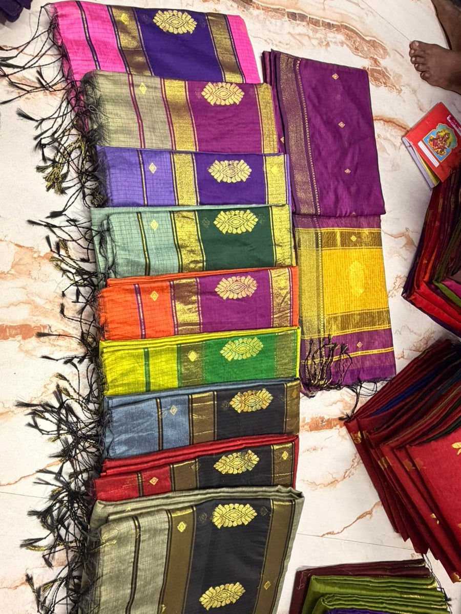 Handloom Ball Buti semi Maheshwari Saree