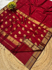 Handloom Ball Buti semi Maheshwari Saree