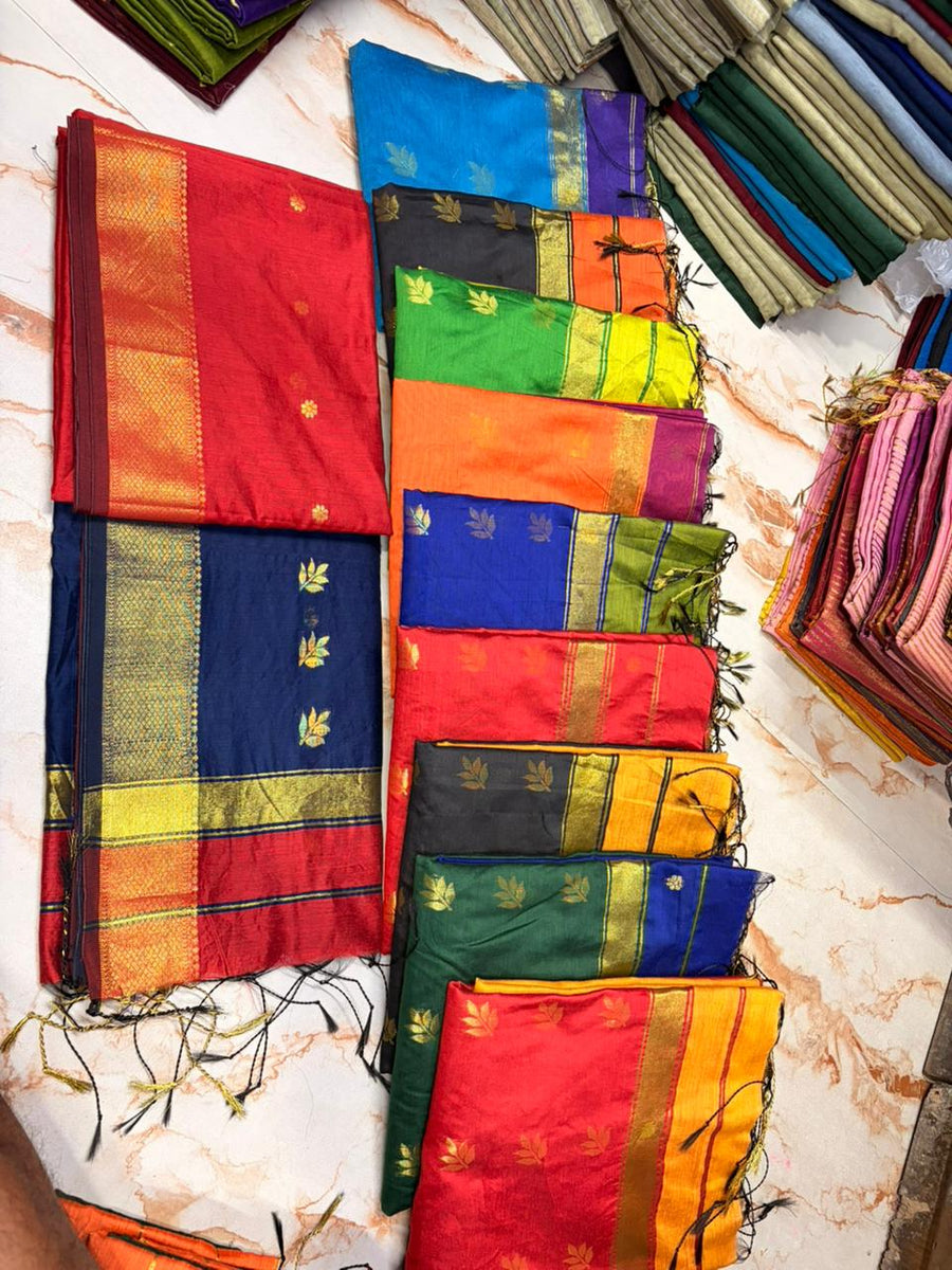Handloom Ball Buti semi Maheshwari Saree
