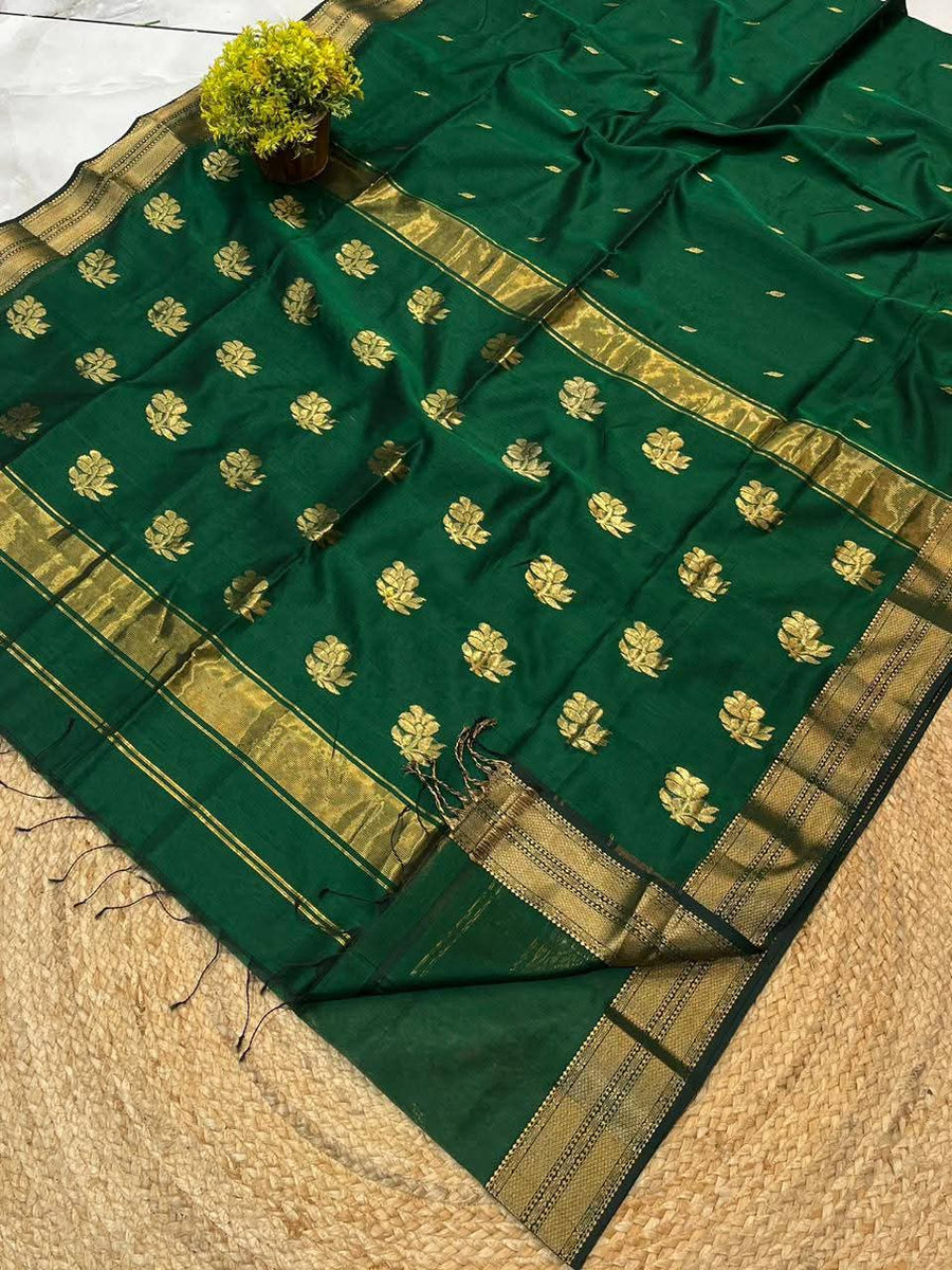 Handloom Ball Buti semi Maheshwari Saree