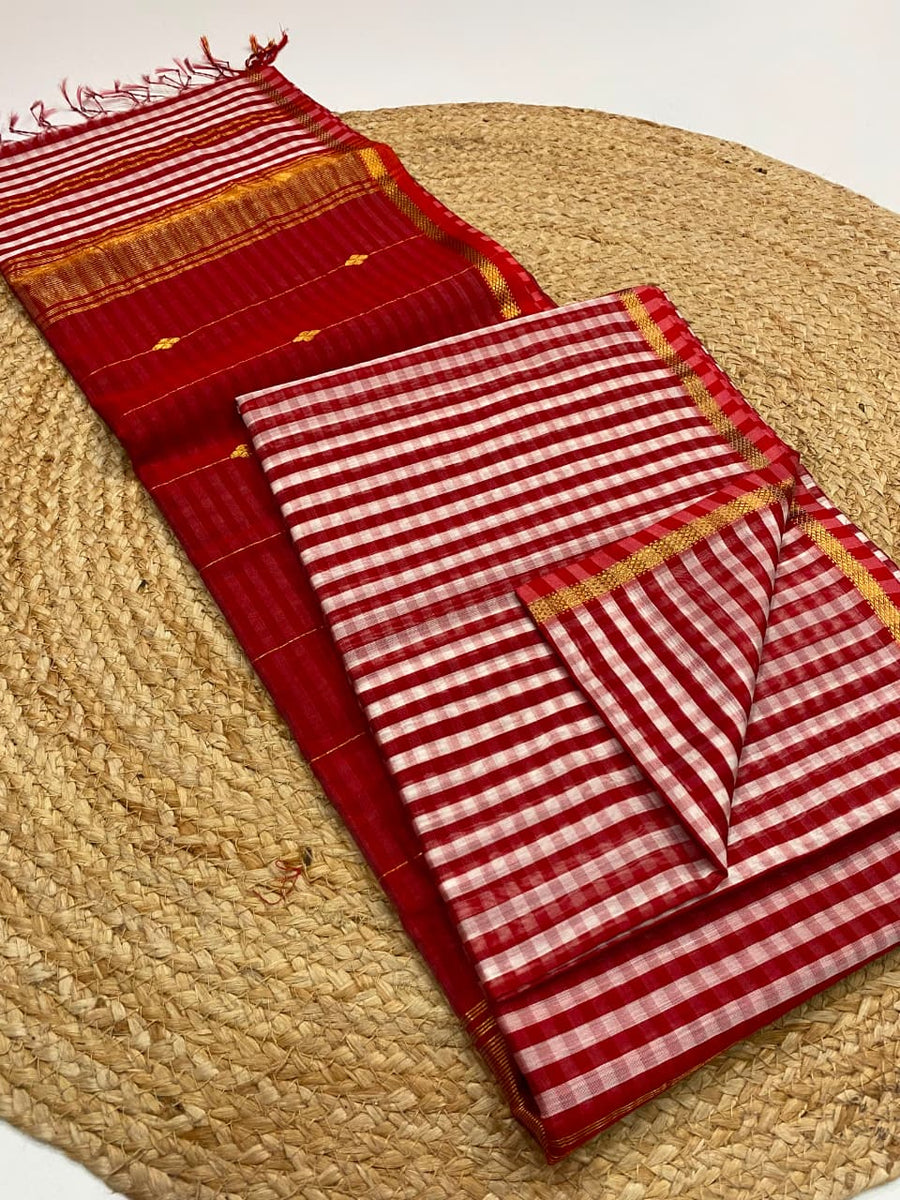 Maheshwari handloom Madras checks saree