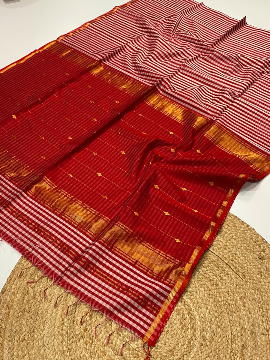 Maheshwari handloom Madras checks saree