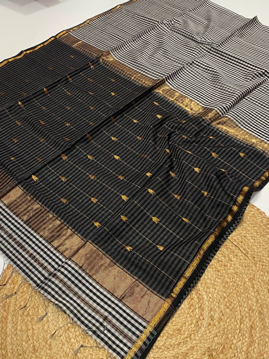 Maheshwari handloom Madras checks saree