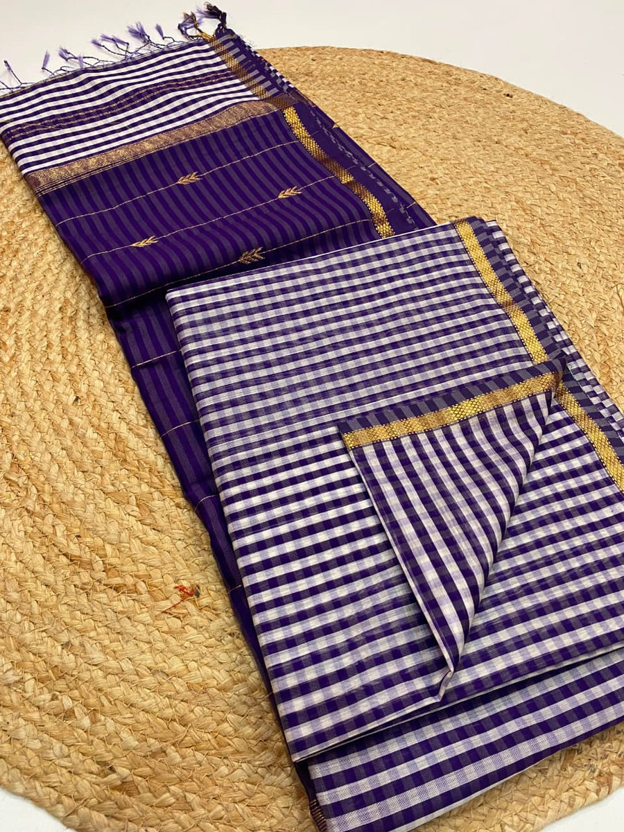 Maheshwari handloom Madras checks saree