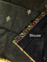 black ikkat saree