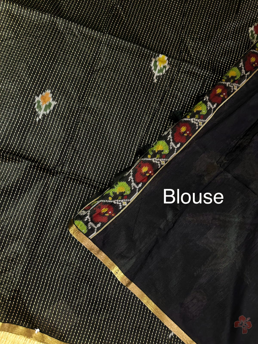 black ikkat saree
