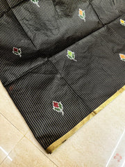 black ikkat saree