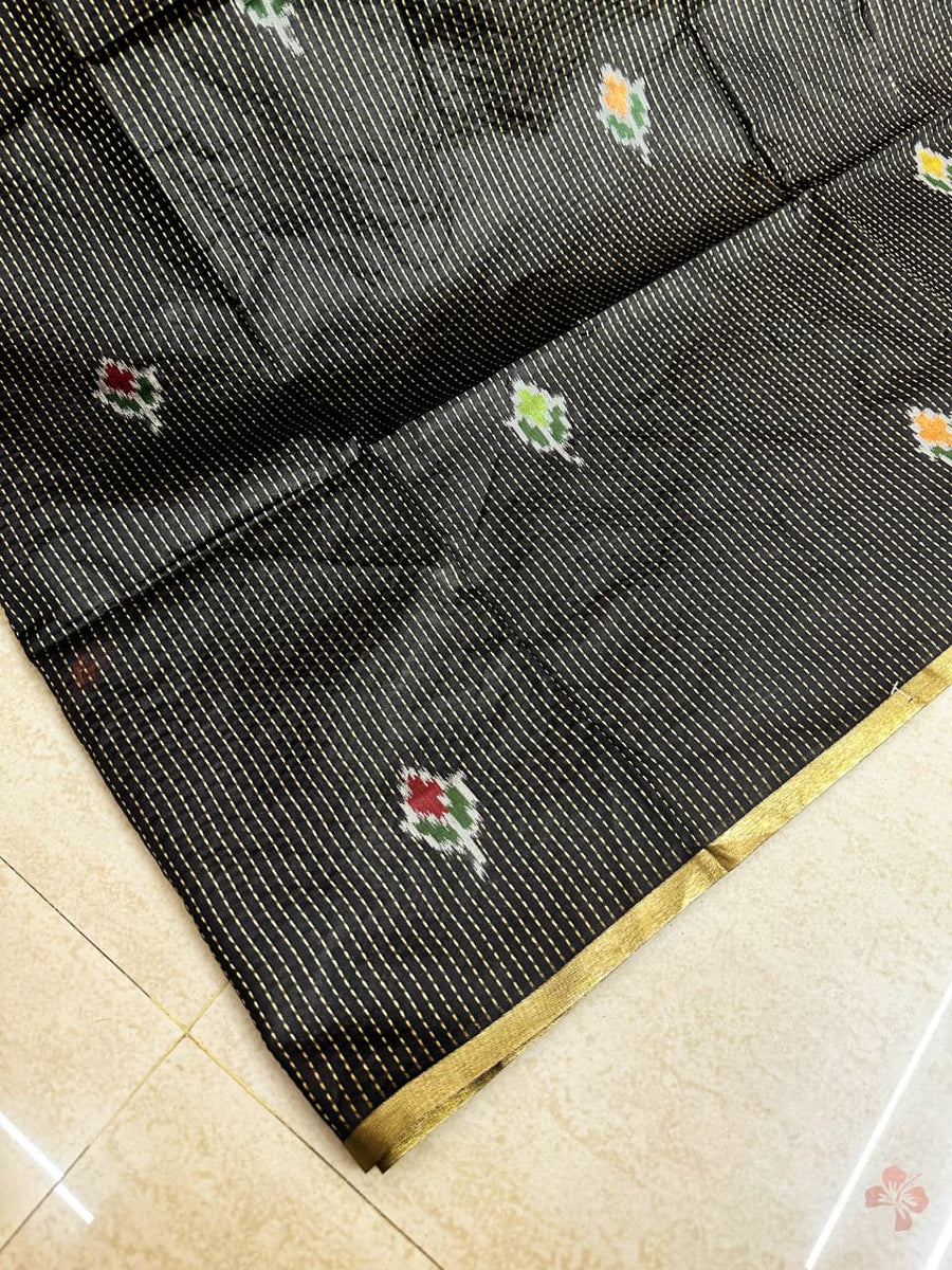 black ikkat saree