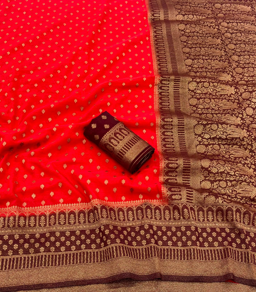 Premium Banarasi Khadi Georgette Saree