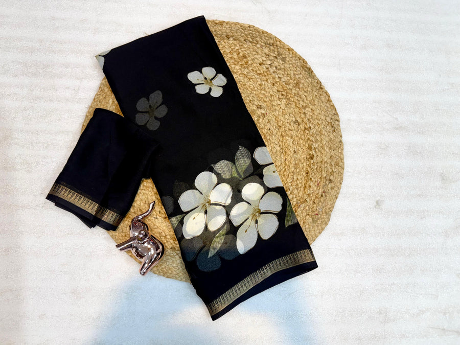 Pure Soft Marshmallow 3D Floral Printed Saree
