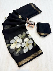 Pure Soft Marshmallow 3D Floral Printed Saree
