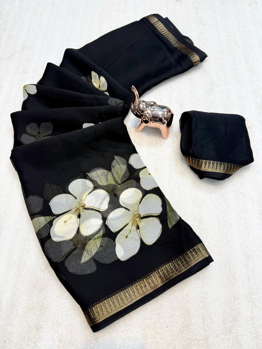 Pure Soft Marshmallow 3D Floral Printed Saree