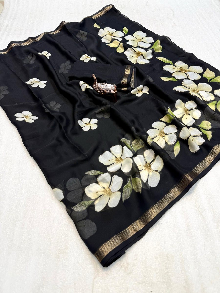Pure Soft Marshmallow 3D Floral Printed Saree
